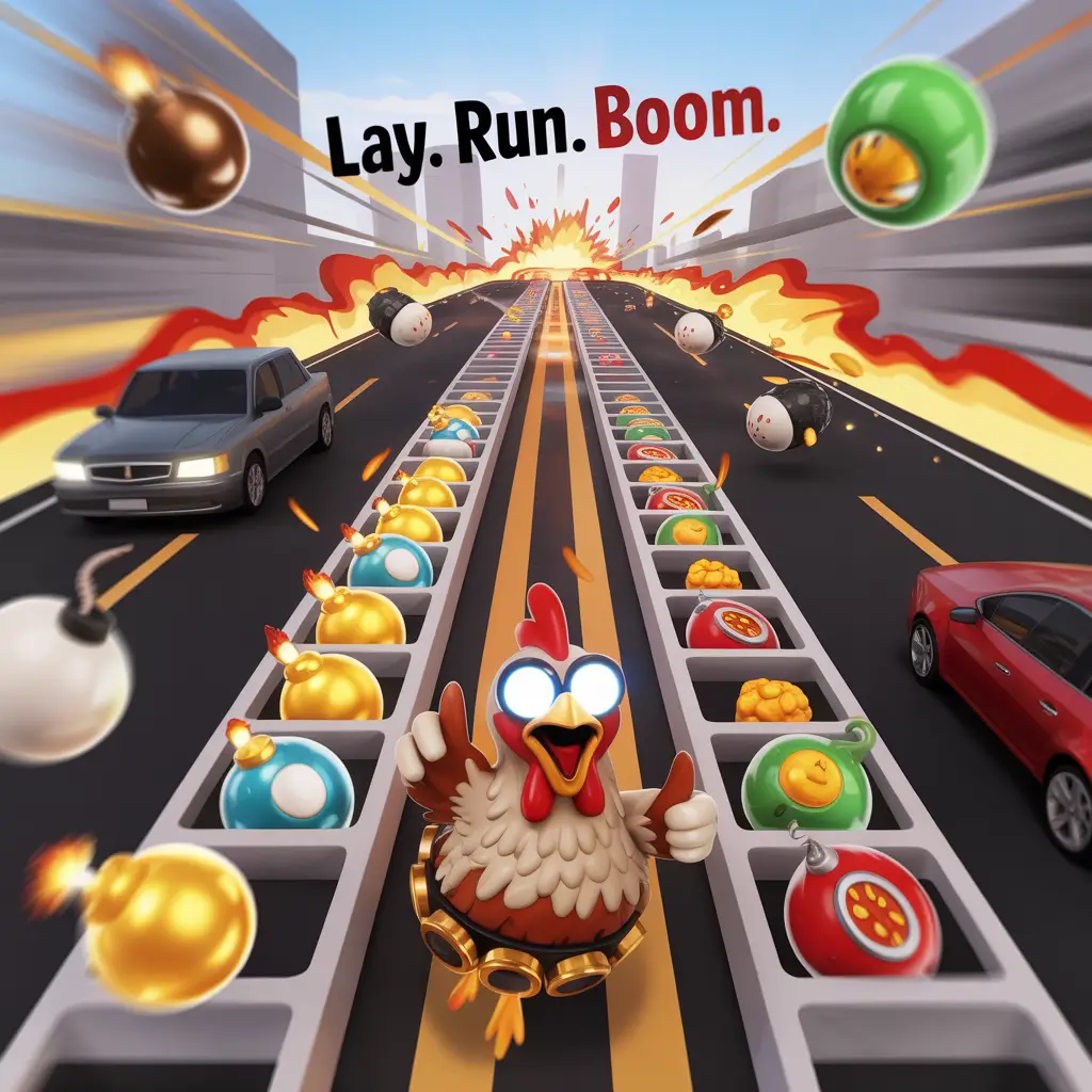 Bomb Chicken gameplay showing explosive platforming action